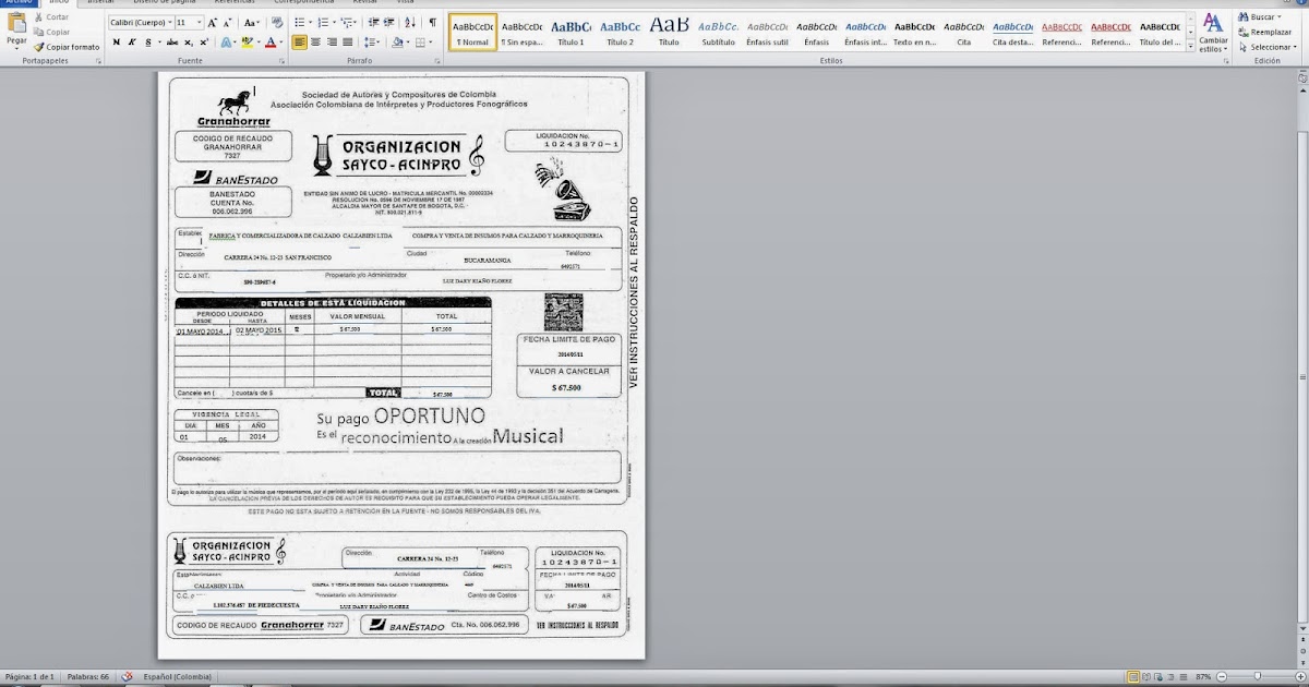 formulario sayco y acinpro